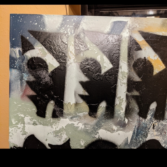 Gray and Black Canvas Painting - Picture 4 of 4